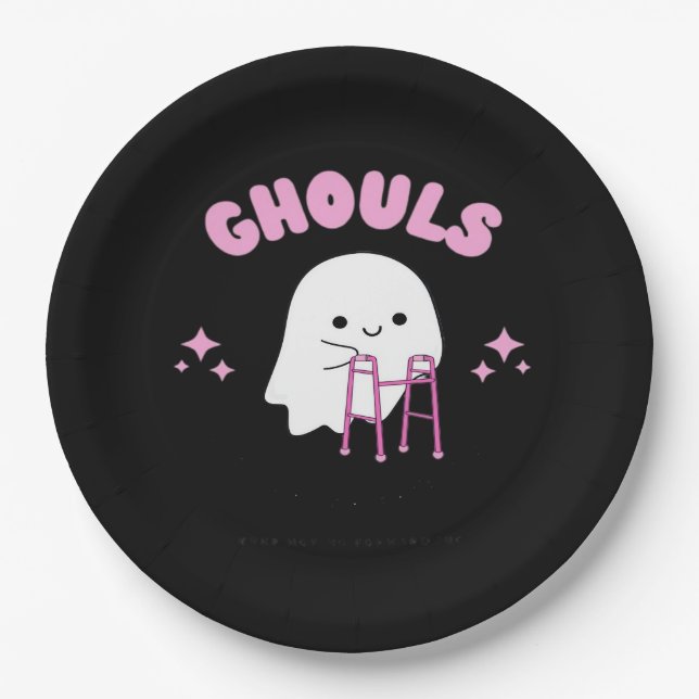 Plato De Papel Ghouls solo quiere divertirse, divertida y espuma (Anverso)