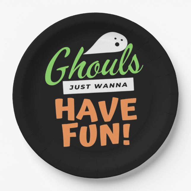 Plato De Papel Ghouls solo quiere divertirse - Halloween Ghouls F (Anverso)
