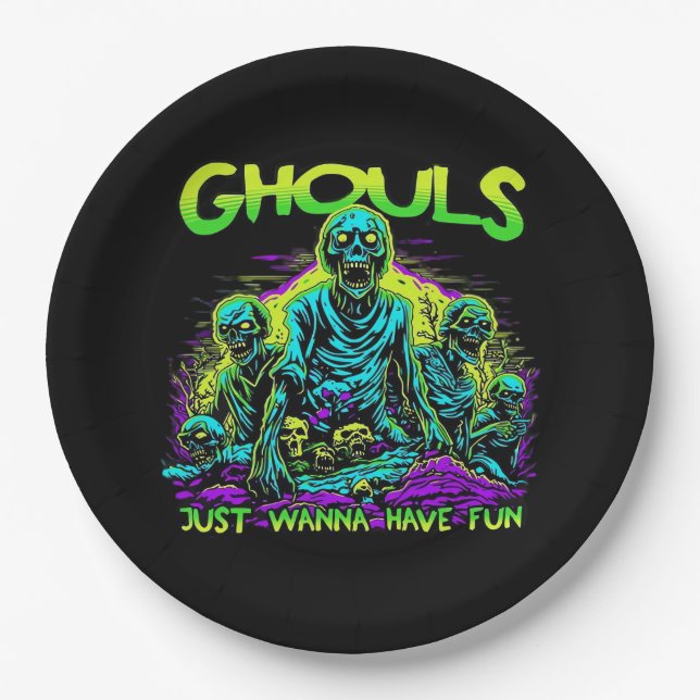 Plato De Papel Ghouls solo quiere divertirse - Halloween Sloth De (Anverso)