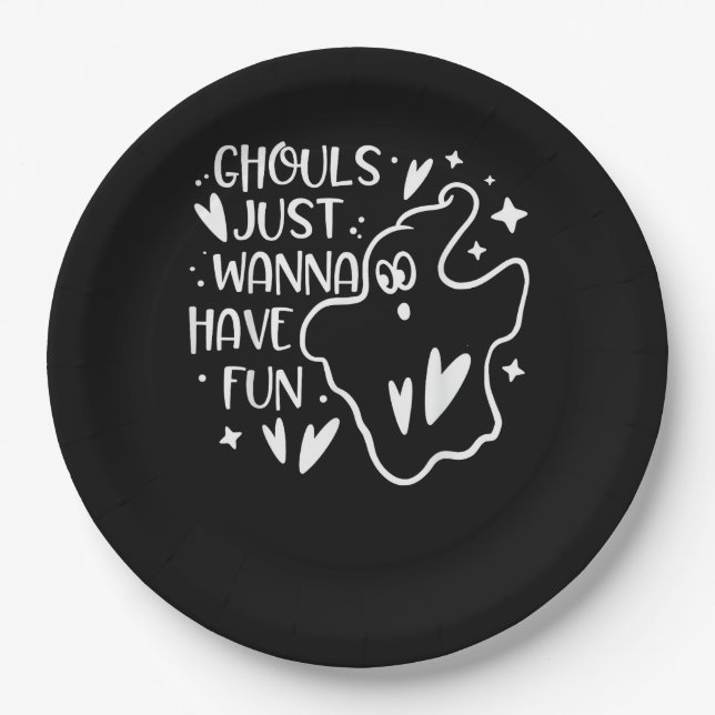 Plato De Papel Ghouls solo quieren divertirse con Halloween diver (Anverso)