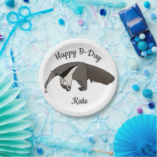 Plato De Papel Giant Anteater Feliz Cumpleaños