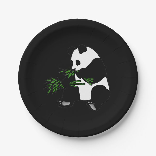 Plato De Papel Giant Panda come Bamboo negro (Anverso)