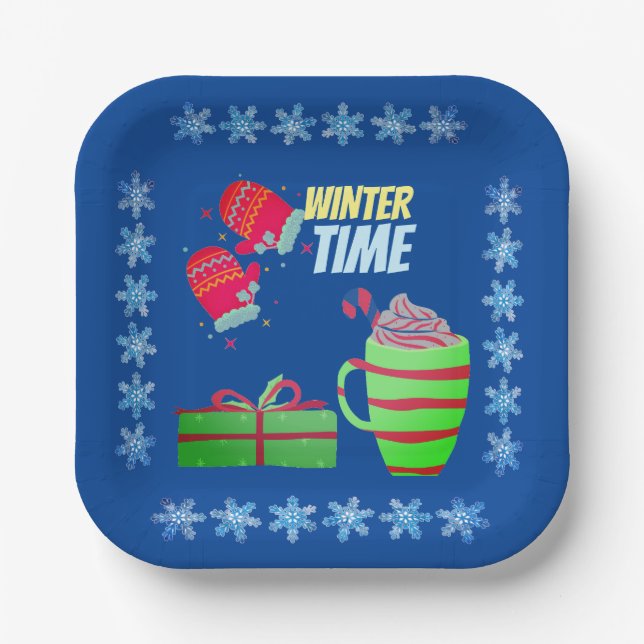 Plato De Papel Gigante de invierno (Anverso)