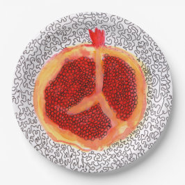 Plato De Papel Gigante Pomegranato Rojo