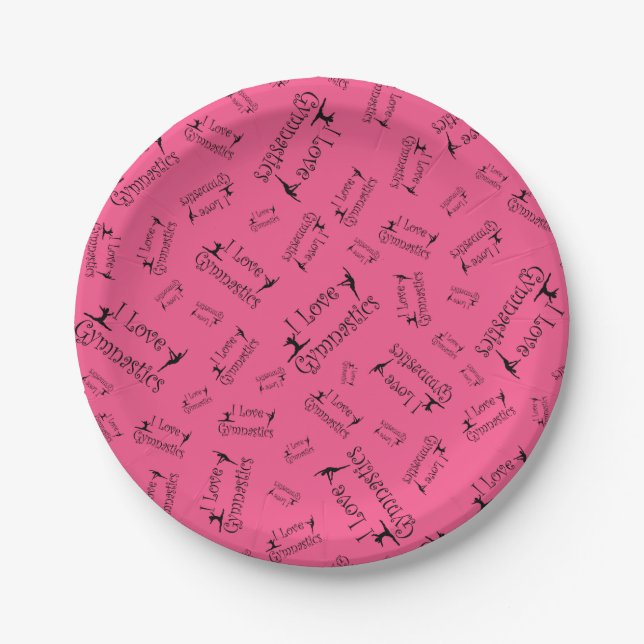 Plato De Papel Gimnasia del amor del rosa I (Anverso)