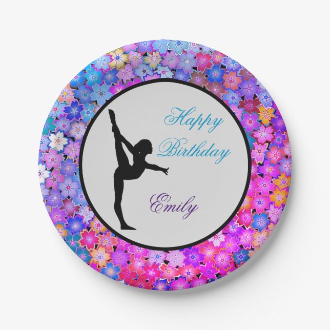 Plato De Papel Gimnasia Feliz Cumpleaños Personalizado (Anverso)
