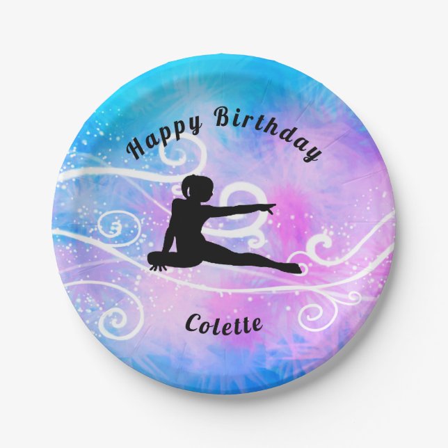 Plato De Papel Gimnasia Feliz Cumpleaños Personalizado Placa de p (Anverso)