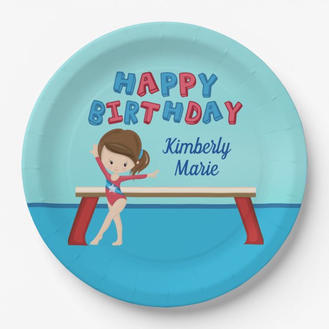 Plato De Papel Gimnasia Fiesta de Cumpleaños Infantes Personaliza (Anverso)