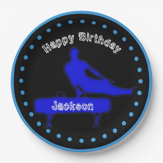 Plato De Papel Gimnasia masculina Placas de papel de cumpleaños (Anverso)