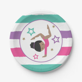 Plato De Papel Gimnasia Pink Morple Turquesa Chica Cumpleaños