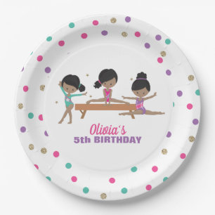 Plato De Papel Gimnasia Rosa Purpura Turquesa Cumpleaños Papel Ni