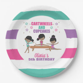 Plato De Papel Gimnasia Rosa Purpura Turquesa Cumpleaños Papel Ni
