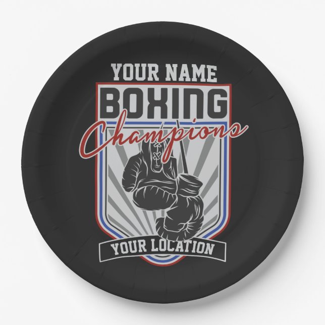 Plato De Papel Gimnasio de boxeo y boxeo personalizado (Anverso)