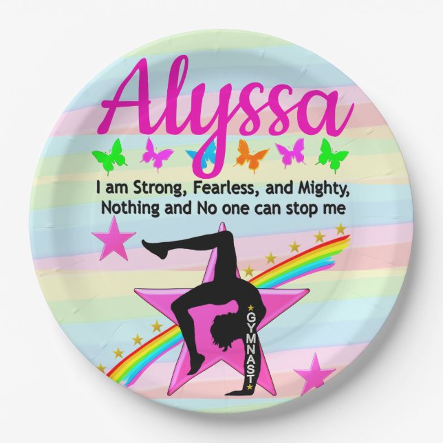 PLATO DE PAPEL GIMNASIO FUERTE, SIN MIEDO Y MALO (Anverso)