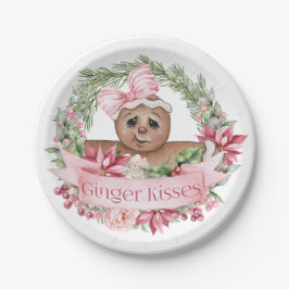Plato De Papel Ginger besa Feliz Navidad