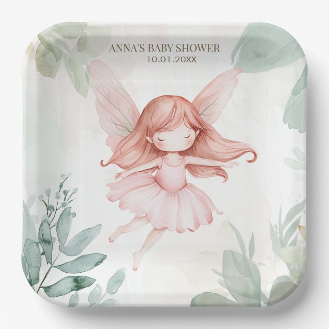 Plato De Papel Ginger Fairy Chica Baby Shower (Anverso)