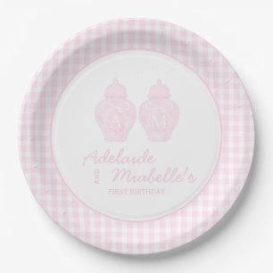 Plato De Papel Ginger Jars Coquette Pink Gingham