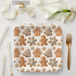 Plato De Papel Gingerbread Cheer