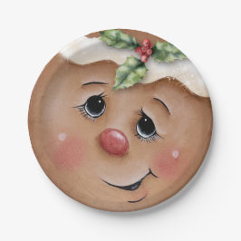 Plato De Papel Gingerbread Cutie Feliz Navidad