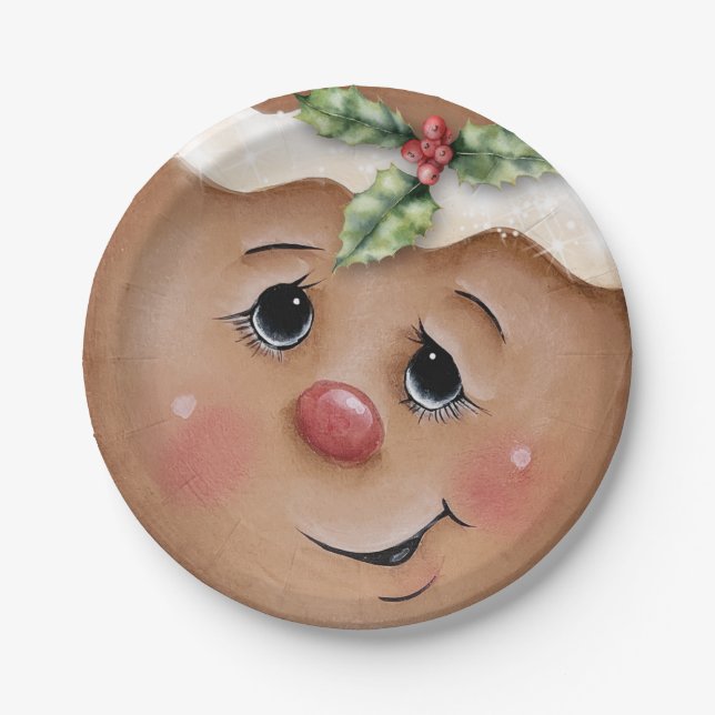 Plato De Papel Gingerbread Cutie Feliz Navidad (Anverso)