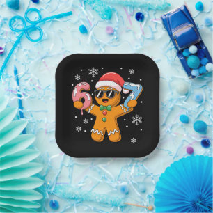 Plato De Papel Gingerbread Divertido Seis Siete 67 Helado Goteo N