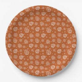 Plato De Papel Gingerbread House Brown Patern