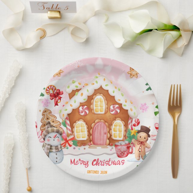 Plato De Papel Gingerbread House Decorating Party (Boda)