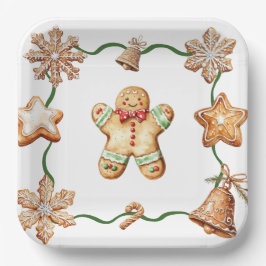 Plato De Papel Gingerbread Man | Winter Christmas Plates