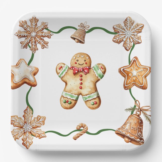 Plato De Papel Gingerbread Man | Winter Christmas Plates (Anverso)