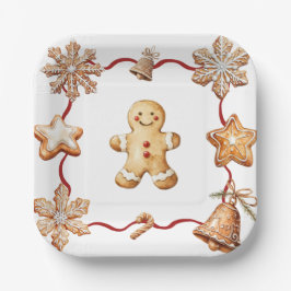 Plato De Papel Gingerbread Man | Winter Christmas Plates