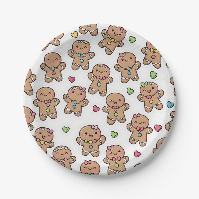 Plato De Papel Gingerbread Men Christmas Paper Plates (Anverso)