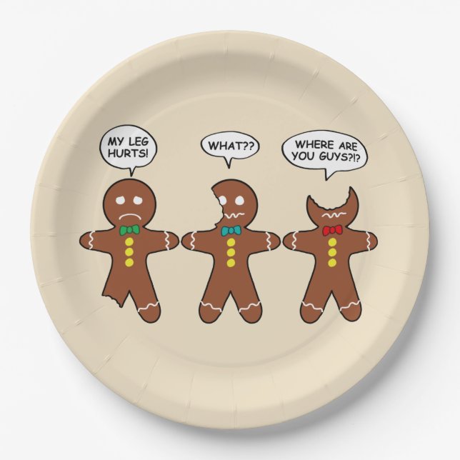 Plato De Papel Gingerbread My Leg Lastima Humor (Anverso)