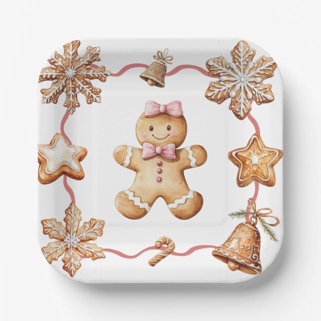 Plato De Papel Gingerbread | Winter Christmas Plates (Anverso)