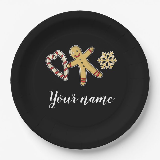 Plato De Papel Gingerbreadman Love (Anverso)