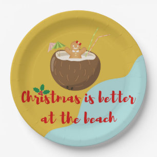 Plato De Papel Gingerwoman Navidades de playa