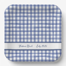 Gingham azul náutico de verano, a cuadros 4 de jul