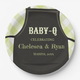 Plato De Papel Gingham Bbq Baby shower