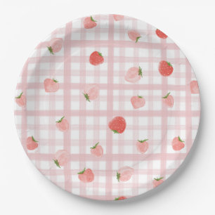 Plato De Papel Gingham Berry Fiesta Plates
