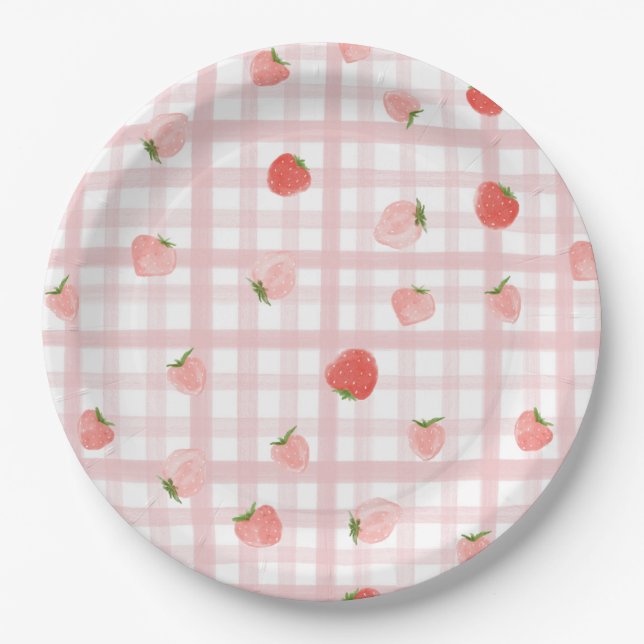 Plato De Papel Gingham Berry Fiesta Plates (Anverso)