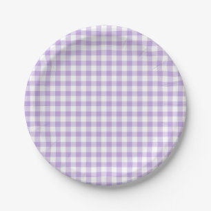 Plato De Papel Gingham Clásico Suave Lavanda