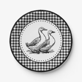 Plato De Papel Gingham de gansos