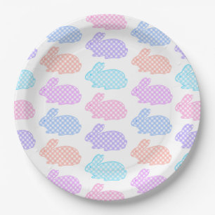 Plato De Papel Gingham Easter Bunny Pattern