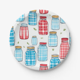 Plato De Papel Gingham Mason Jar Pattern – Country Kitchen Charm