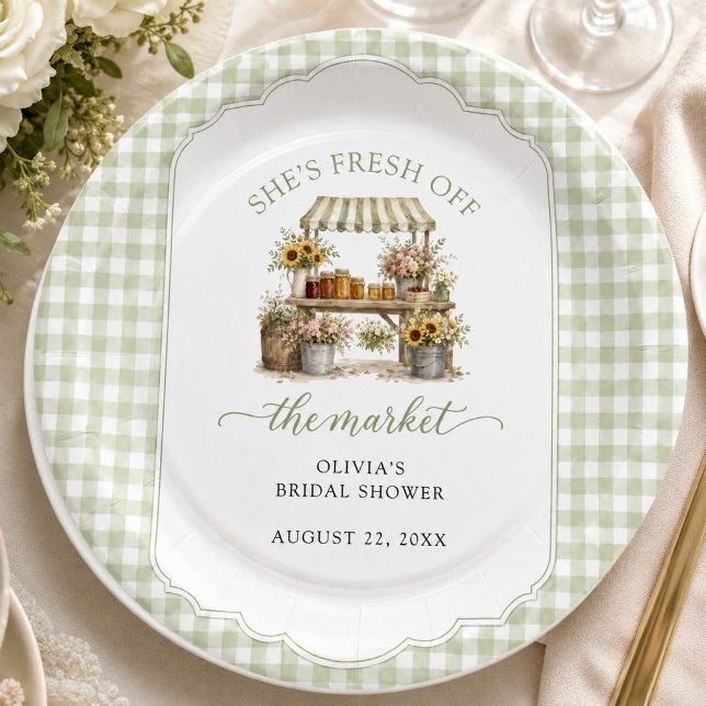 Plato De Papel Gingham Personalizado Ella Está Fresca Del Mercado (Subido por el creador)