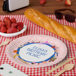 Plato De Papel Gingham Picnic Modern Cute CUSTOM BIRTHDAY PARTY
