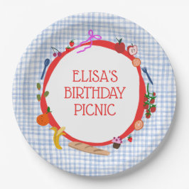 Plato De Papel Gingham Picnic Modern Cute CUSTOM BIRTHDAY PARTY
