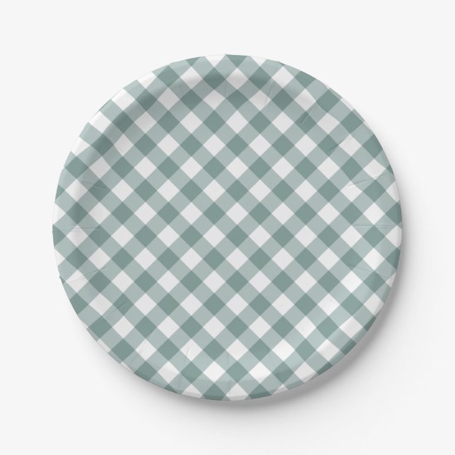 Plato De Papel Gingham - Rústica Caída del Otoño Baby Shower | (Anverso)