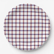 Gingham Rústico Rojo, Blanco y Azul