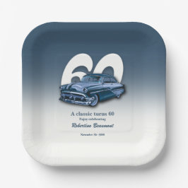 Plato De Papel Gira Clásico Auto Azul Celebra su 60 Cumpleaños