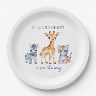 Plato De Papel Girafa de cebra y tigre bebés